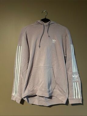 adidas Men’s Lavender Pullover Hoodie with White Stripe Detail